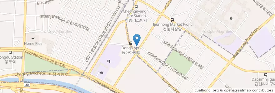Mapa de ubicacion de Paris Baguette en Korea Selatan, 서울, 동대문구, 답십리1동.
