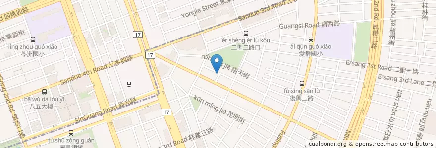 Mapa de ubicacion de 盛興里 土地公廟(高宗伯,月伯公) en Тайвань, Гаосюн, 苓雅區.