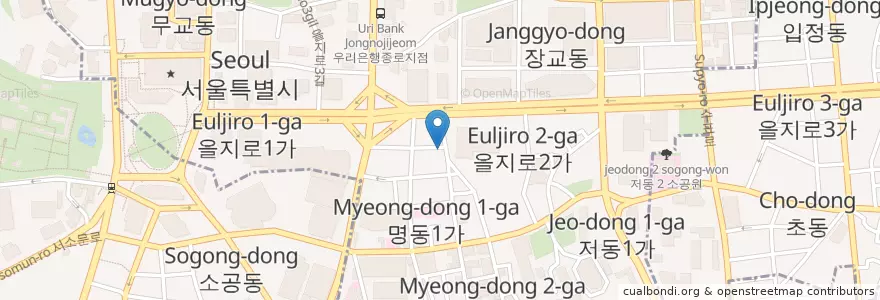 Mapa de ubicacion de 원조을지로골뱅이 en Corea Del Sur, Seúl, 명동.
