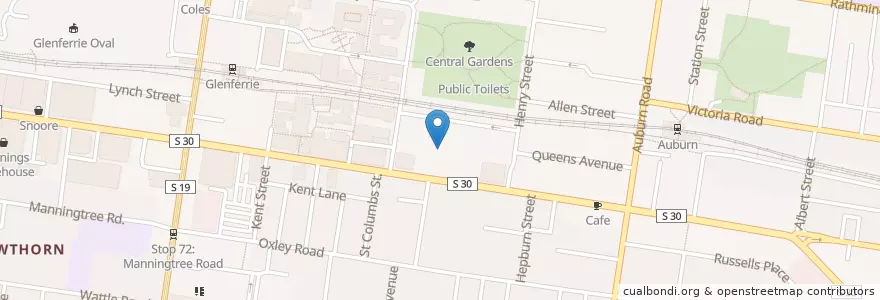 Mapa de ubicacion de Swinburne Senior Secondary College en Australia, Victoria, City Of Boroondara.