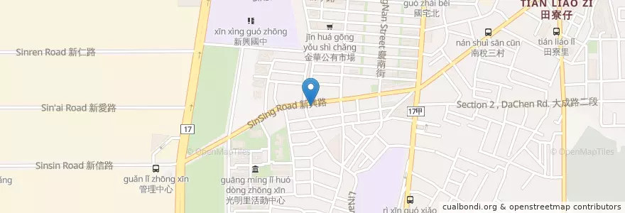 Mapa de ubicacion de 慶中街綠豆湯新興分店 en 台湾, 台南市, 南区.