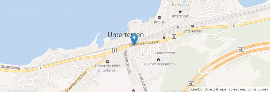 Mapa de ubicacion de Restaurant Freieck en Suíça, Sankt Gallen, Wahlkreis Sarganserland, Quarten.