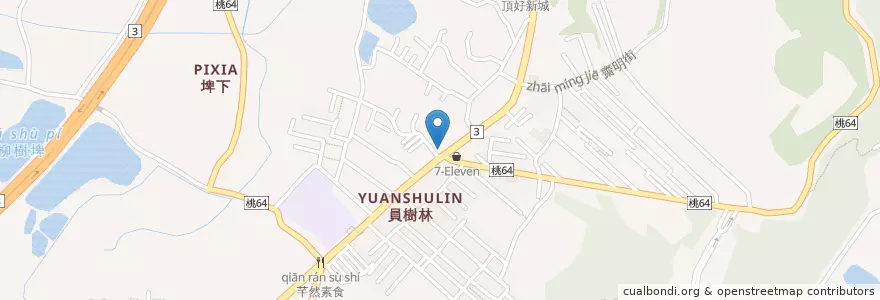 Mapa de ubicacion de American 美式早餐屋 en تايوان, تاو يوان, 大溪區.