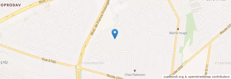Mapa de ubicacion de Chapelle en Ivoorkust, Abidjan, Cocody.
