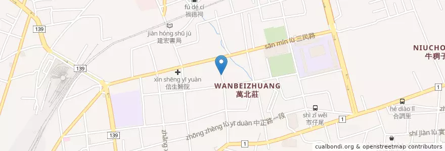 Mapa de ubicacion de 港心麵線糊-彰化三民店 en Taiwan, Taiwan Province, Changhua County, Zhanghua City.
