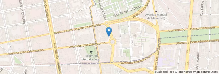 Mapa de ubicacion de Frankie Saldanha en 포르투갈, Área Metropolitana De Lisboa, Lisboa, Grande Lisboa, 리스본, Areeiro.