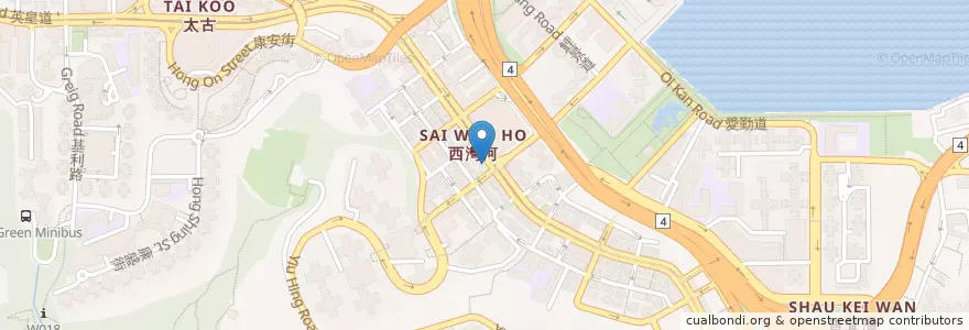 Mapa de ubicacion de 爭鮮 Sushi Take-Out en China, Guangdong, Hong Kong, Pulau Hong Kong, Wilayah Baru, 東區 Eastern District.