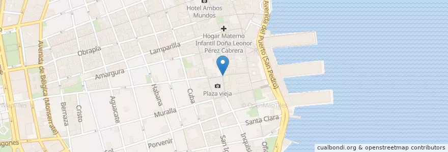 Mapa de ubicacion de 코코넛 아이스크림 스탠드 en 쿠바, La Habana, La Habana Vieja.