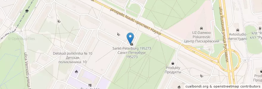 Mapa de ubicacion de Доктор Неболит en Rusland, Северо-Западный Федеральный Округ, Oblast Leningrad, Sint-Petersburg, Калининский Район, Округ Пискарёвка.