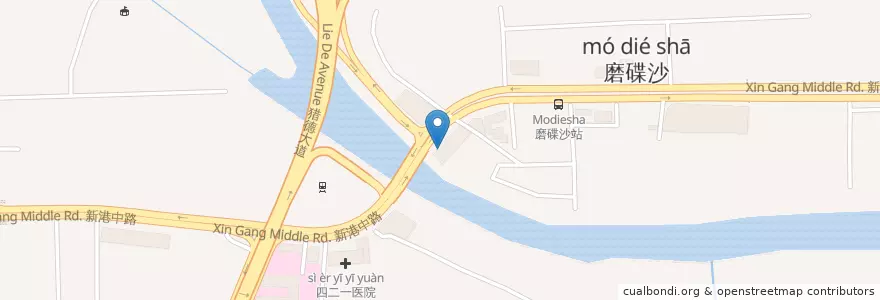 Mapa de ubicacion de 中国农业银行 en China, Guangdong, 广州市, 海珠区, 赤岗街道.