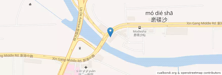Mapa de ubicacion de 北京同仁堂 en 中国, 广东省, 广州市, 海珠区, 赤岗街道.