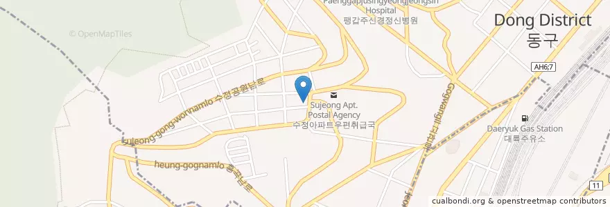 Mapa de ubicacion de 수정4동주민센터 en 대한민국, 부산, 동구, 수정동.