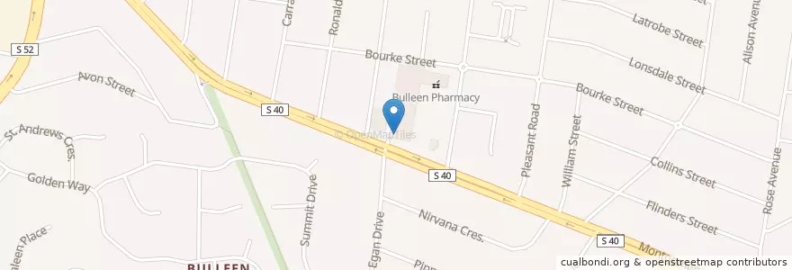 Mapa de ubicacion de Domino's en Australië, Victoria, City Of Manningham.