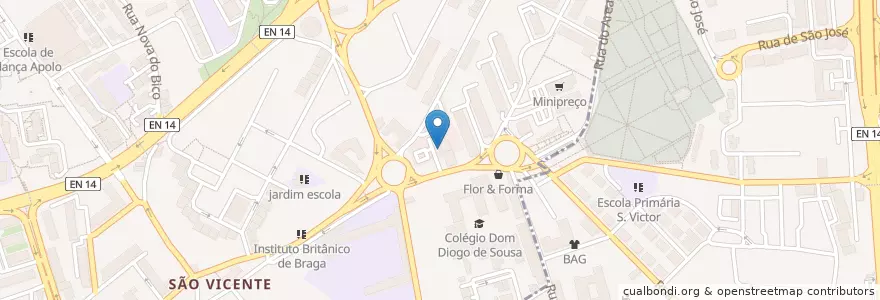 Mapa de ubicacion de Banco CTT en 葡萄牙, 北部大區, Braga, Cávado, Braga, São Vítor.