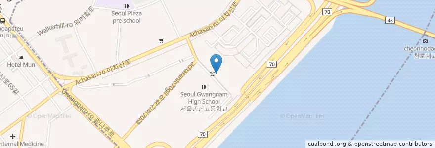 Mapa de ubicacion de black pig en 대한민국, 서울, 광진구, 광장동.