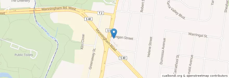 Mapa de ubicacion de Hungry Jacks en 오스트레일리아, Victoria, City Of Manningham.
