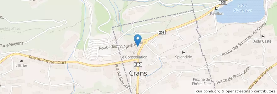 Mapa de ubicacion de Cinecrans en Suiza, Vallés, Sierre, Lens.