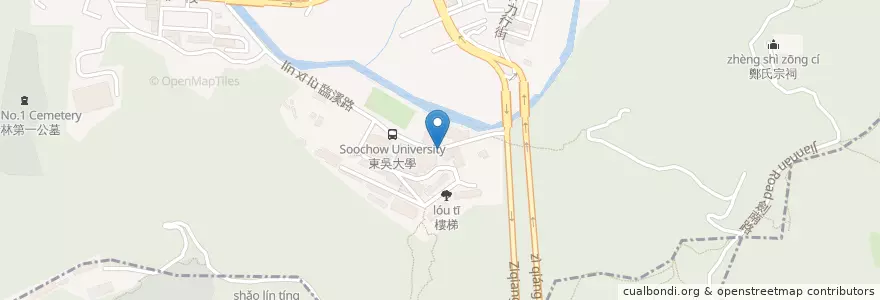 Mapa de ubicacion de 東吳大學雙溪吸煙區 en Taiwán, Nuevo Taipéi, Taipéi, 士林區.