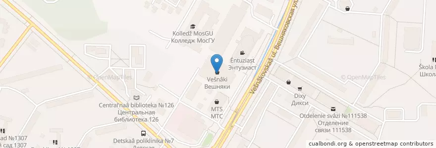 Mapa de ubicacion de Бургер Кинг en Russia, Distretto Federale Centrale, Москва, Восточный Административный Округ, Район Вешняки.