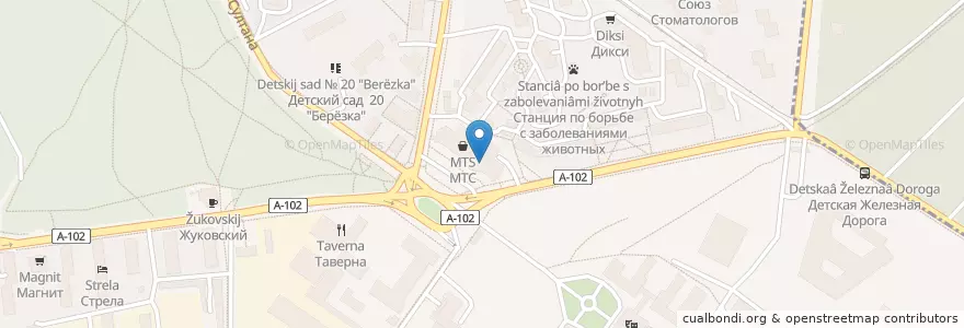 Mapa de ubicacion de Бургер Кинг en Russia, Distretto Federale Centrale, Oblast' Di Mosca, Раменский Городской Округ, Городской Округ Жуковский.
