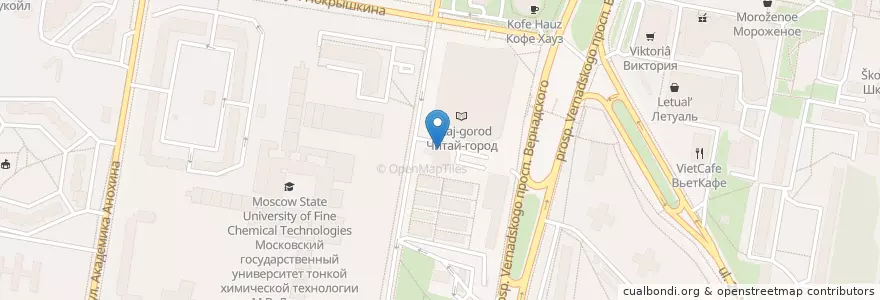 Mapa de ubicacion de Бургер Кинг en Russie, District Fédéral Central, Moscou, Западный Административный Округ, Район Тропарёво-Никулино.
