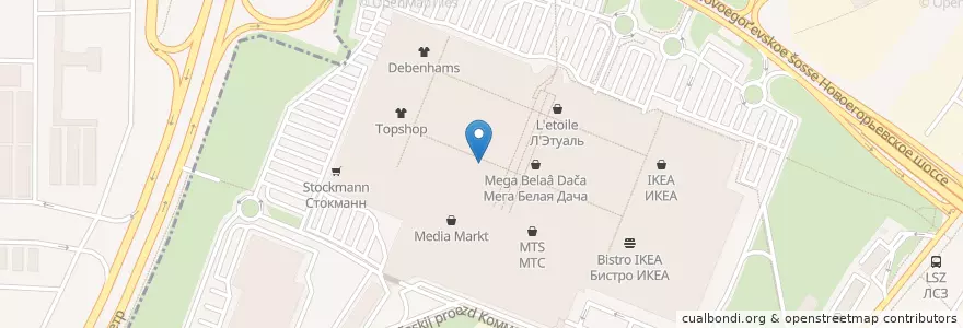 Mapa de ubicacion de Бургер Кинг en 俄罗斯/俄羅斯, Центральный Федеральный Округ, 莫斯科州, Городской Округ Котельники.