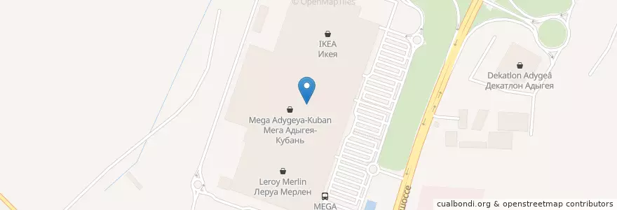 Mapa de ubicacion de Burger King en Russia, South Federal District, Krasnodar Krai, Republic Of Adygea, Takhtamukaysky District, Старобжегокайское Сельское Поселение.