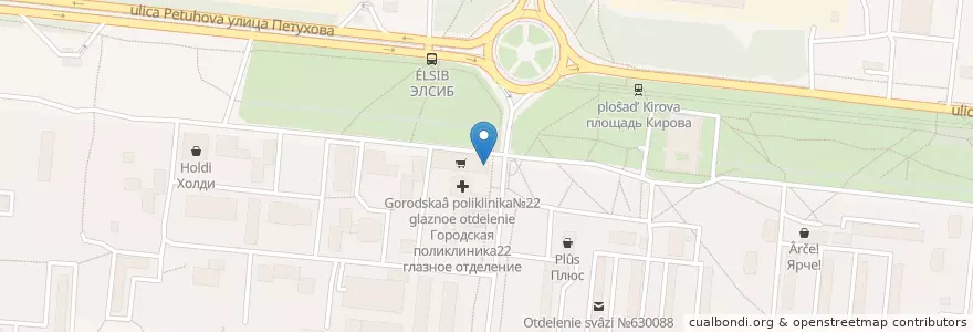 Mapa de ubicacion de Папа Джонс en روسيا, Сибирский Федеральный Округ, نوفوسيبيرسك أوبلاست, Городской Округ Новосибирск.