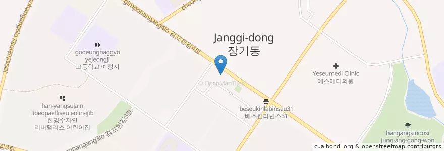 Mapa de ubicacion de 우리은행 en 대한민국, 경기도, 김포시.