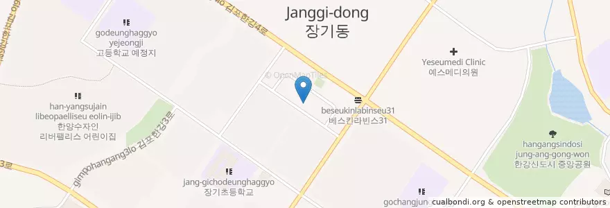 Mapa de ubicacion de 뚜레주르 en 대한민국, 경기도, 김포시.