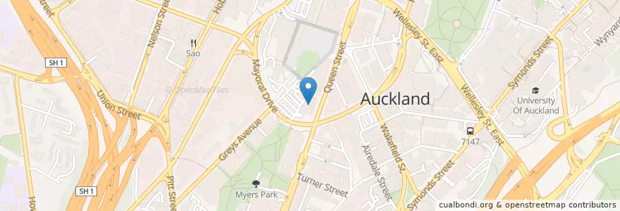 Mapa de ubicacion de Tanuki's Cave en New Zealand, Auckland, Waitematā.