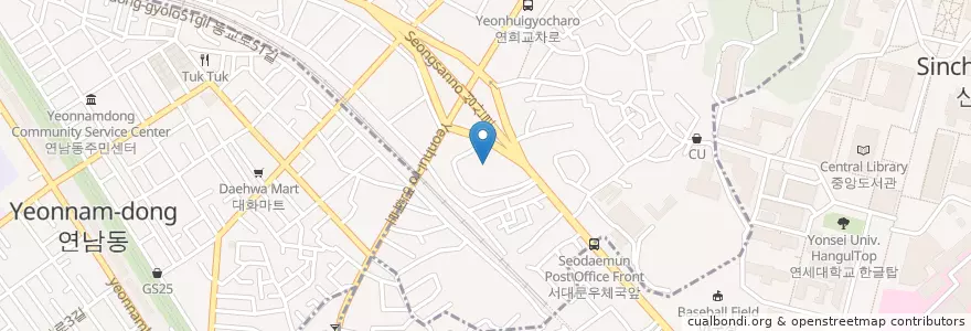 Mapa de ubicacion de 연희동성당 en 韩国/南韓, 首尔, 麻浦區, 연희동, 신촌동.