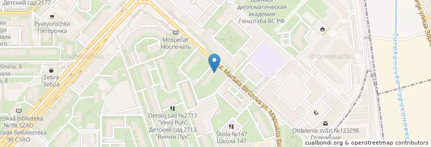 Mapa de ubicacion de Чайникофф en Russia, Distretto Federale Centrale, Москва, Северо-Западный Административный Округ, Район Щукино.