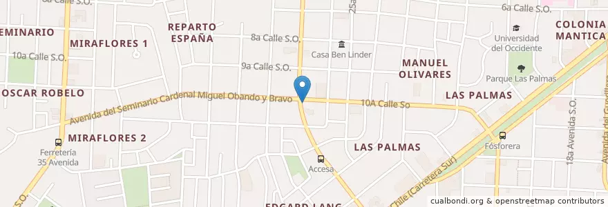 Mapa de ubicacion de Pollo Estrella Monseñor Lezcano en Никарагуа, Departamento De Managua, Managua (Municipio).