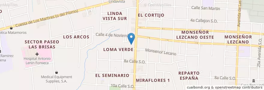 Mapa de ubicacion de LAFISE Linda Vista en نيكاراجوا, Departamento De Managua, Managua (Municipio).