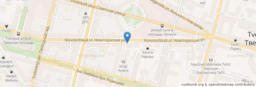 Mapa de ubicacion de Traveler's Coffee en Rusia, Distrito Federal Central, Óblast De Tver, Городской Округ Тверь, Калининский Район.