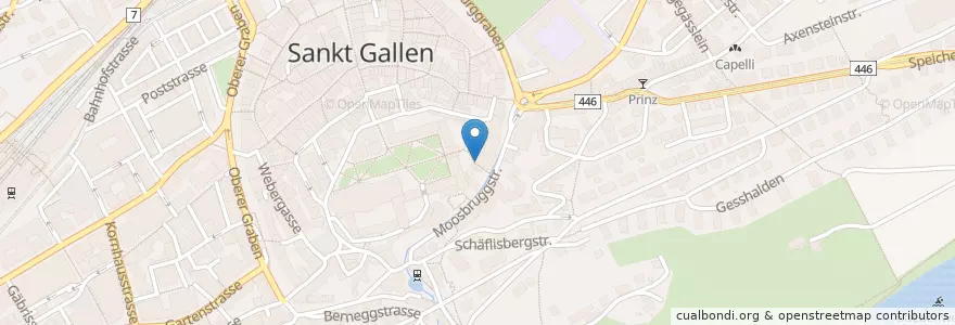 Mapa de ubicacion de Kantonales Untersuchungsgefängnis en 스위스, Sankt Gallen, Wahlkreis St. Gallen, St. Gallen.