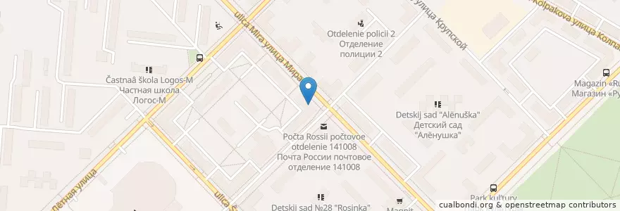 Mapa de ubicacion de Газпромбанк en 러시아, Центральный Федеральный Округ, Московская Область, Городской Округ Мытищи.