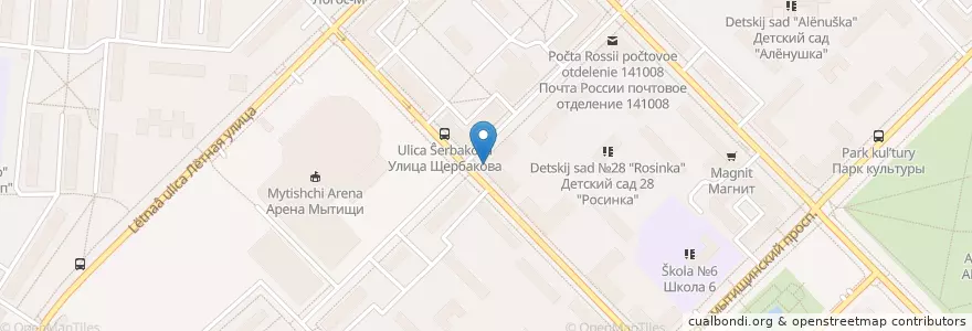 Mapa de ubicacion de Детская библиотека N1 en 俄罗斯/俄羅斯, Центральный Федеральный Округ, 莫斯科州, Городской Округ Мытищи.