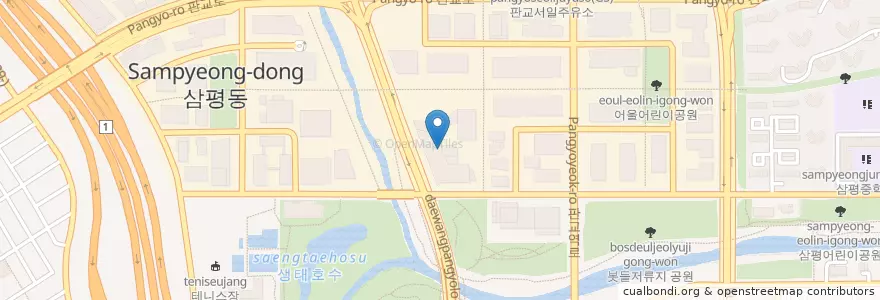 Mapa de ubicacion de 하남張돼지집 en 韩国/南韓, 京畿道, 盆唐區.