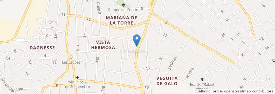 Mapa de ubicacion de Teléfono Público en کوبا, Santiago De Cuba, Santiago De Cuba, Ciudad De Santiago De Cuba.