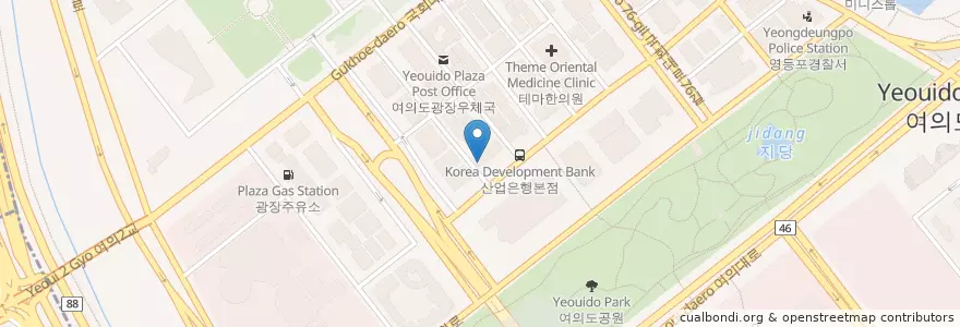 Mapa de ubicacion de 스타벅스 en Korea Selatan, 서울, 영등포구, 여의동.