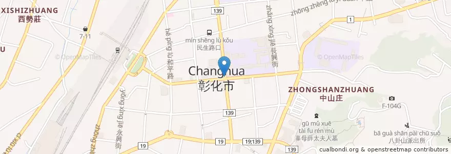 Mapa de ubicacion de 休憩涼亭 en Taiwán, Provincia De Taiwán, Condado De Changhua, 彰化市.