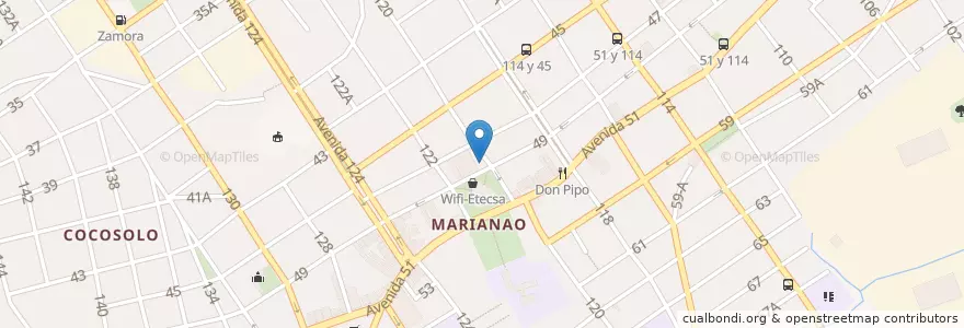 Mapa de ubicacion de Banco Metropolitano en Cuba, La Habana, Marianao.