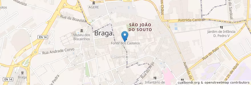 Mapa de ubicacion de Estepilha da Poncha en ポルトガル, ノルテ, Braga, Cávado, Braga, São José De São Lázaro E São João Do Souto.