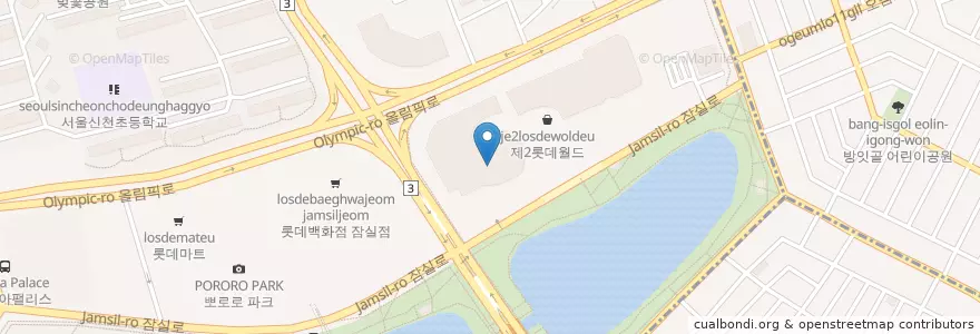 Mapa de ubicacion de 우리은행 롯데월드타워 en 대한민국, 서울, 송파구.