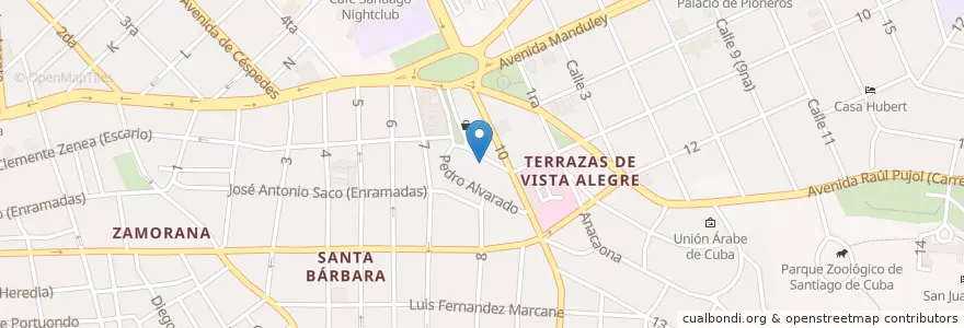 Mapa de ubicacion de Sport Café en Kuba, Santiago De Cuba, Santiago De Cuba, Ciudad De Santiago De Cuba.