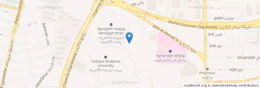 Mapa de ubicacion de سلف سرویس خواهران en Iran, Tehran Province, Tehran County, Tehran, بخش مرکزی شهرستان تهران.