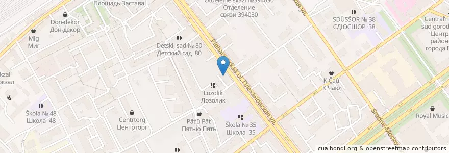 Mapa de ubicacion de Первый Национальный en Rusia, Distrito Federal Central, Óblast De Vorónezh, Городской Округ Воронеж.