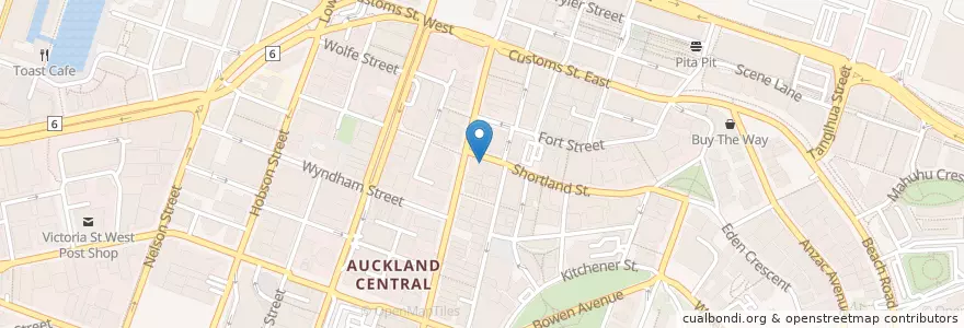 Mapa de ubicacion de Taco Bell en Новая Зеландия, Auckland, Waitematā.